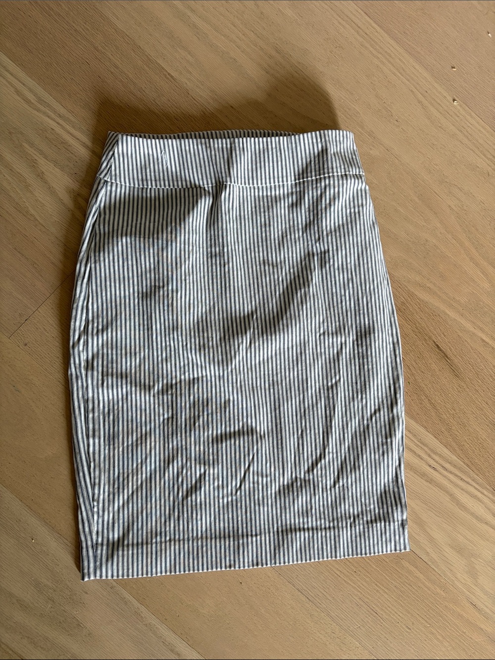 RW&CO. Vertical Stripe Pencil Skirt - White and Grayish Blue